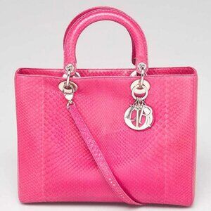 Christian Dior Pink Python Large Lady Dior Bag